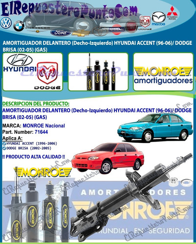 Amortiguador Delantero Hyundai Accent/ Dodge Brisa- Gas