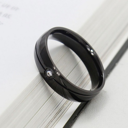 Anillo Elegante De Acero Negro - Compromisos , Matrimonio