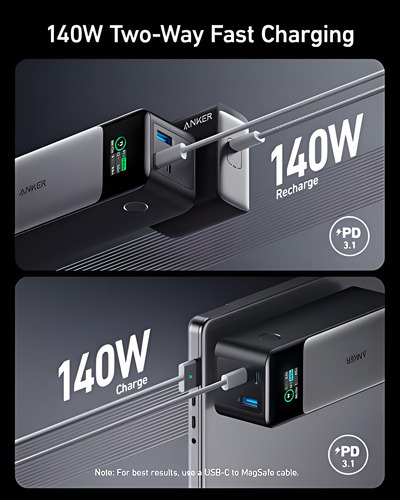 Anker Power Bank 24,000mah 3 Puertos 140w Pantalla Digital