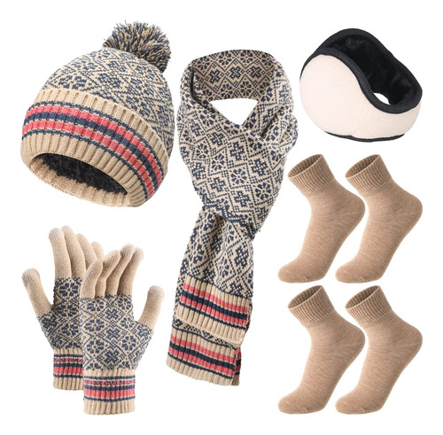 Conjunto Invierno 5 En 1 Gorro Bufanda Guantes Y Orejeras