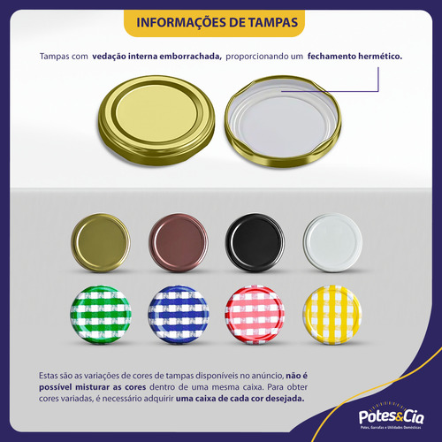24 Potes Belém 240ml Com Tampa Metálica Ou Plástica Cor Vermelho Xadrez
