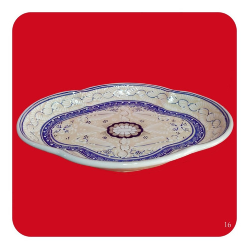 Imagen 3 de 3 de Charola Pavera Chica Talavera Poblana 37x30 Cm Perla M16 Chr