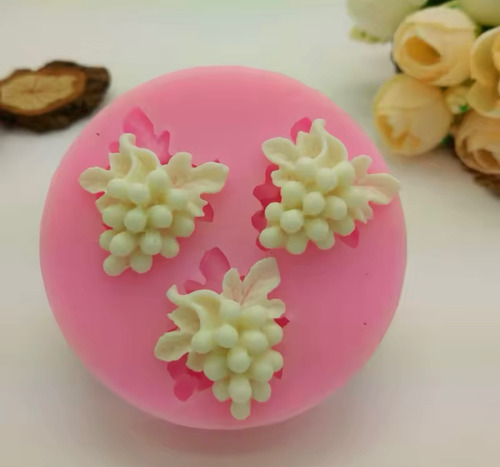 Molde Silicona Racimo Uvas X3 Frutas Fondant Porcelana Vela Rosa