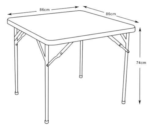 Mesa Plegable Camping Portátil Eventos 86x86 Cm