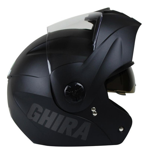 Imagen 2 de 6 de Casco Moto Abatible Ghira Gh1000 Certificado Dot Negro Mate