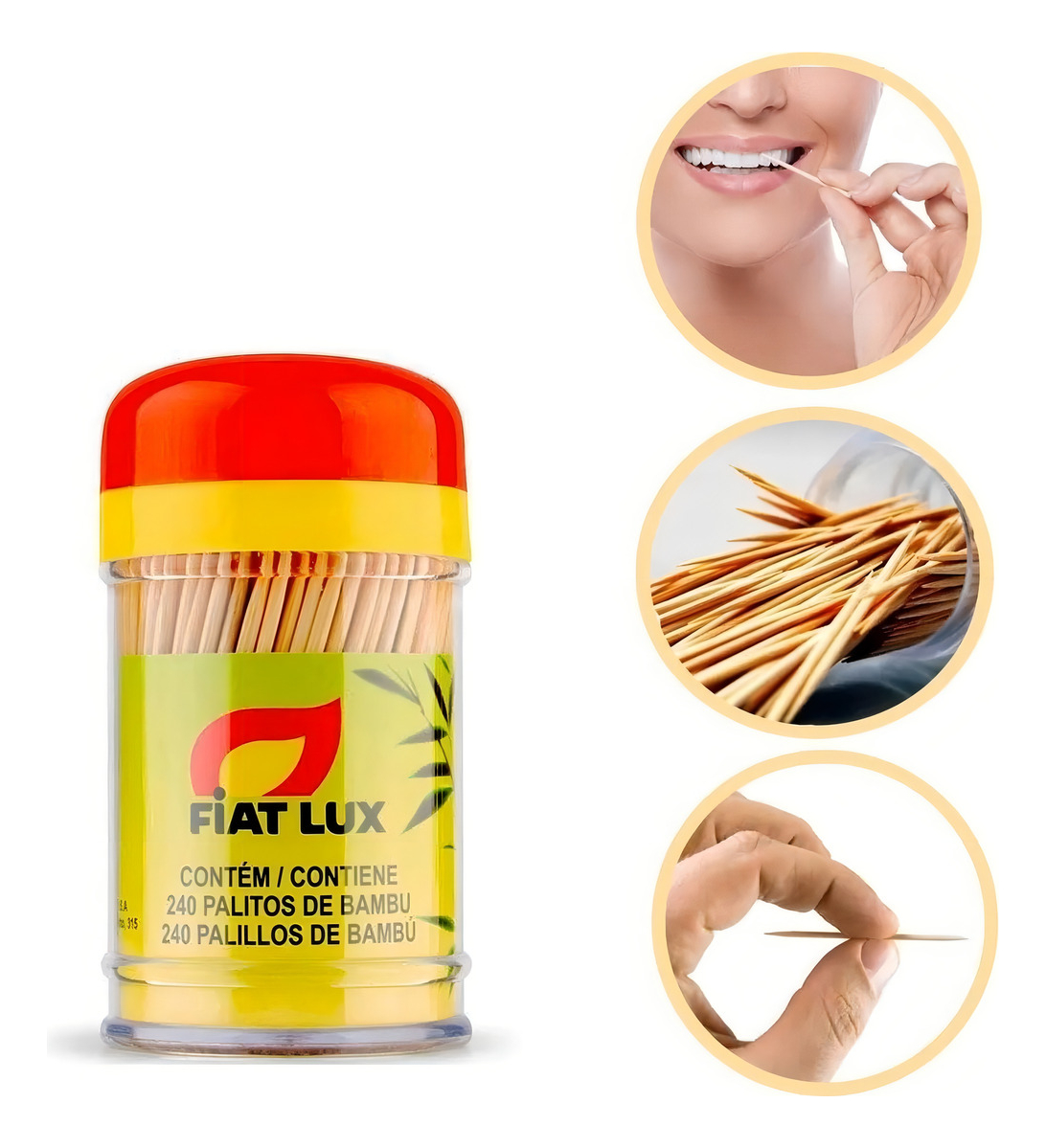 Palitos De Bambu Paliteiro Plástico Dente Dental C/ 240 Un