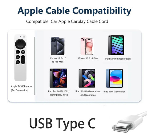 Cargador De Carga Rápida Usb Para iPhone 15 16 Tipo C Cable