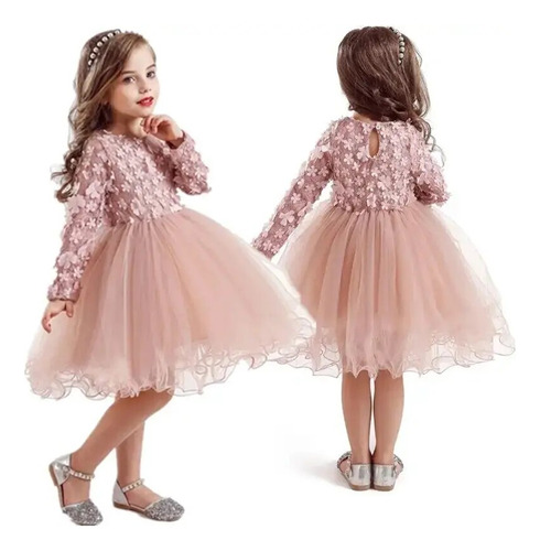 Vestido De Niña Pequeña, Chaleco De Encaje, Vestido De Manga