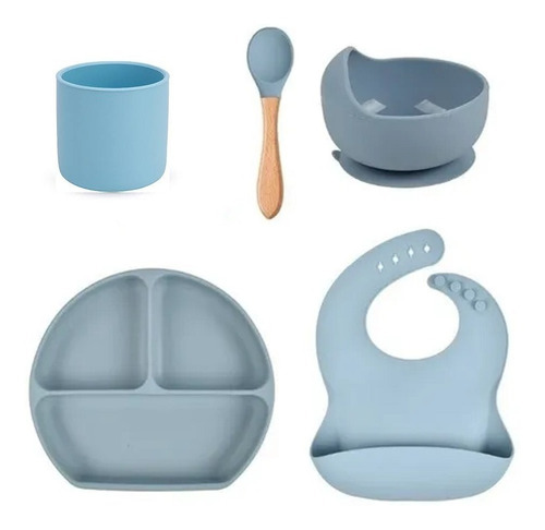 Imagen 6 de 7 de Kit Platos Bebe Niño Vajilla En Silicona Babero