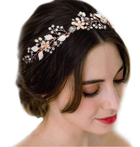 Diadema De Boda Perla De Cristal Para Piezas De Pelo Nupcial