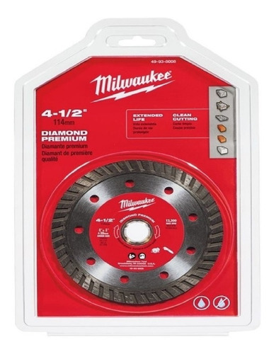 Disco Turbo P/corte De Concreto 4 1/2 Milwaukee 49938008 Color Plateado