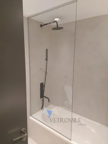 Mampara Fija Vidrio Baño Bañera 4+4 Blindex 80cm X 1.6m