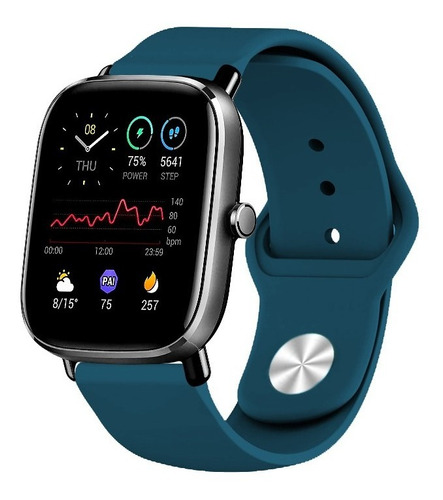 Correa Deportiva Lisa Premium + Mica Para Amazfit Gts 2 Mini Azul Sm