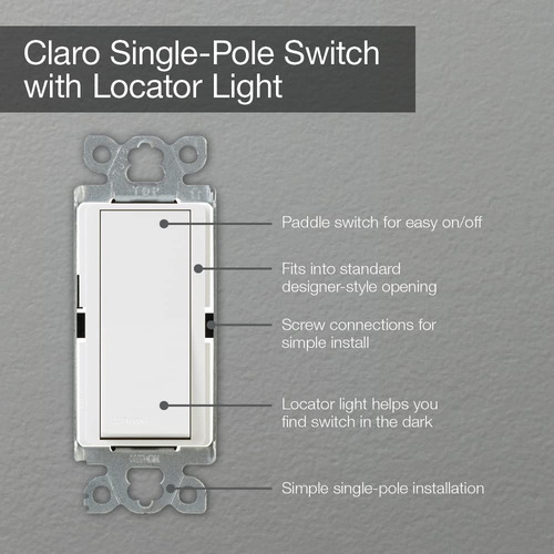 Interruptor Unipolar Lutron 15 Amperios Con Luz De Localizac