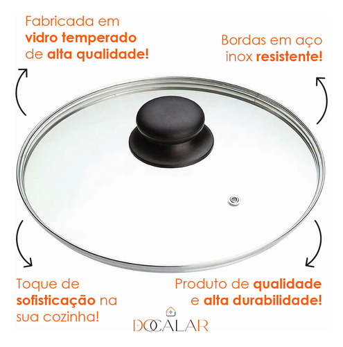 Tampa De Vidro N 22 Cm Temperado Avulsa Panela Frigideira