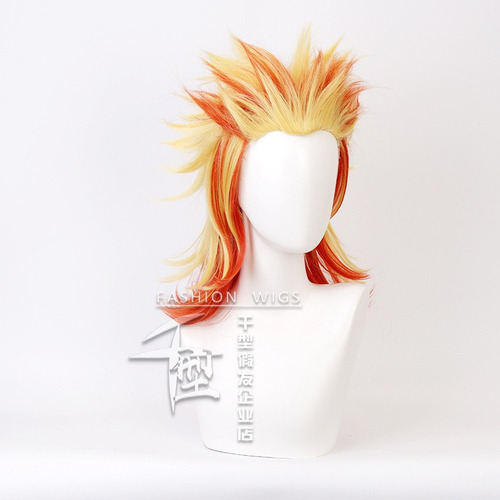 Demon Slayer Rengoku Kyoujurou Cosplay Peluca Corto Pelo