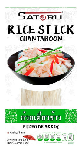 Fideos De Arroz, Rice Stick Chantaboon 3mm 375g