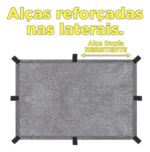 Tela Toldo 4x4 80% Prata Proteção Solar Sombreamento Bainha Cinza