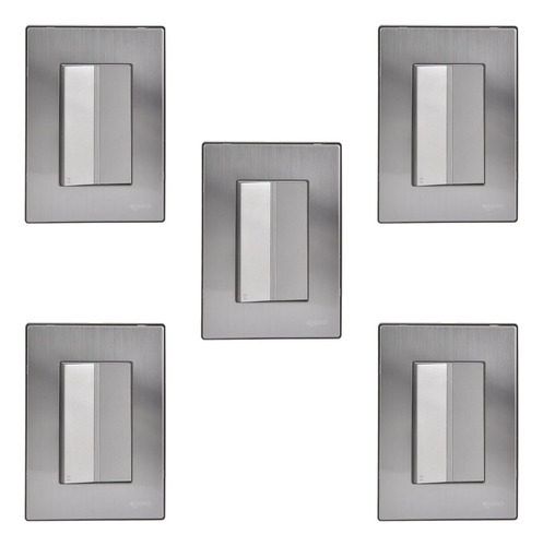 Kit 5 Placas Armadas Con 1 Apagador Escalera Igoto 15 A 125v Plateado