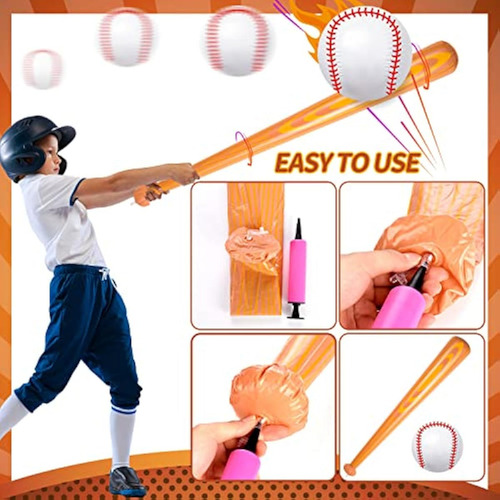 Bate De Béisbol Inflable Y Pelota Para Niños,