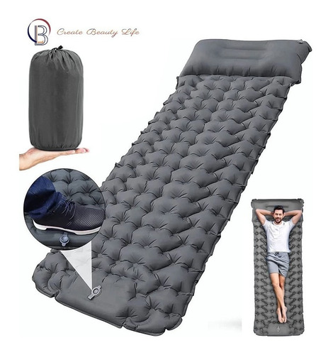 Colchoneta Inflable Con Bomba Incorporada Para Camping-gray