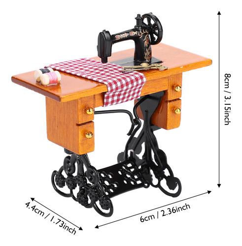 Máquina De Coser De Madera En Miniatura 1:12 De Dollhouse Fu