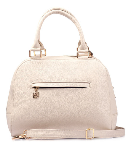 Bolsa Satchel De Piel Grabada Color Hueso Angelozano Hueso