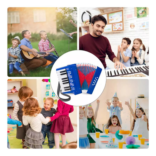 Acordeon De Teclas Infantil 17 Teclas/ 8 Bajos Niños Color Azul