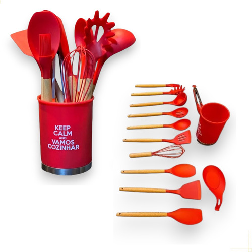 Conjunto Colheres De Silicone Kit 13 Pçs Jogo Cozinha Decor