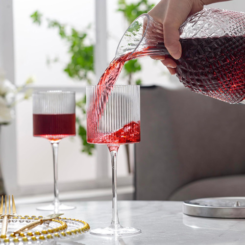 Juego De 4 Copas De Vino Cuadradas, Elegantes Copas De Vino