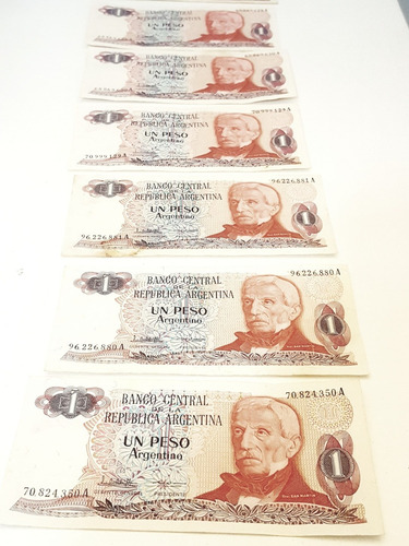 Billetes 1 Peso Argentino Serie A Sin Circulación (Usado)