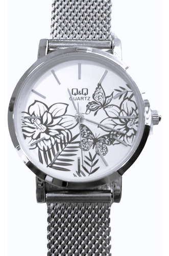Reloj Mujer Q&q Flowers Acero  Colección De Lujo Dama Qyq