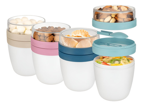 Vaso Para Yogurt Cereales Y Frutas 650ml Titiz + Cuchara