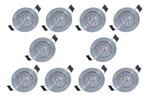 Empotrado Plafon Led 1w Spot Satinado Luz Blanca 10 Piezas Color Plateado