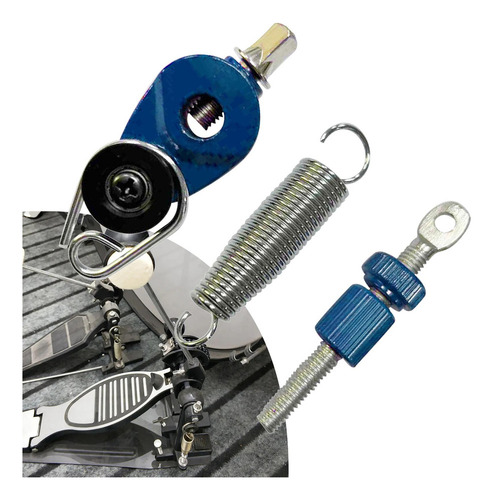 Kit De Pedal De Pie De Bombo De Metal Resorte Y Tensor Azul