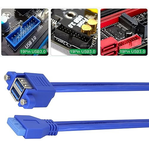 Usb 3.0 20 Pines Hembra A Panel De Doble Puerto Usb 3.0 A He