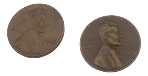 2 Monedas De Centavo De Dolar Del Año 1965