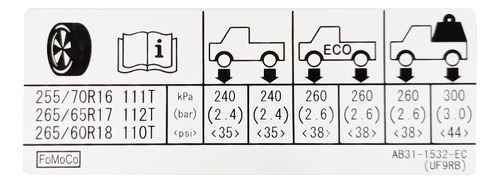 Calco Calibración De Neumaticos Ford Ranger 12/13 Original