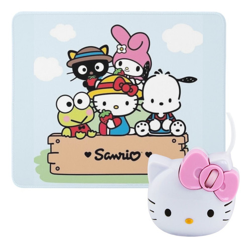 Mousepad +mouse Ratón Hello Kitty Sanrio Kit Computo Para Pc