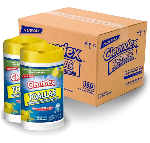 Cleandex Limón Toallas Para Superficies, Caja 6pz