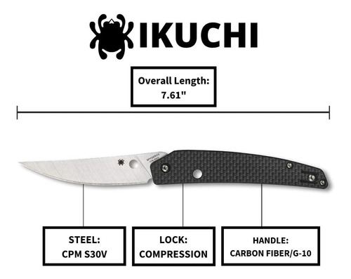 Spyderco Ikuchi - Navaja De Bolsillo Con Hoja De Acero Inoxi