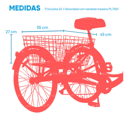 Bicicleta R24 Tricicleta Urbana Con Canasta Rojo Gospel