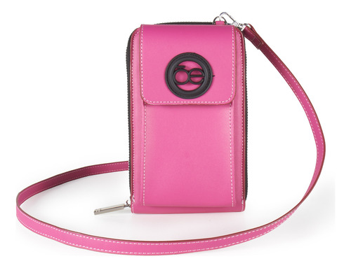 Cartera Cloe Grande Para Mujer Vertical Porta Celular Color Fucsia