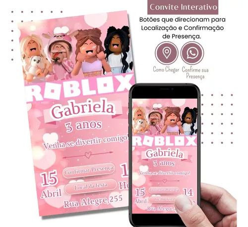 Convite digital Roblox menina