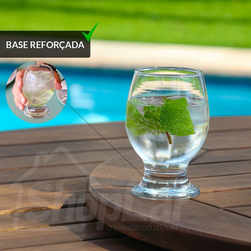 Imagem 4 de 10 de Jogo Kit Taça Vidro Agua Vinho Suco Refrigerante 250ml 12 Un