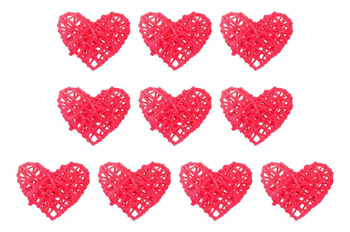 10x Colgantes De Corazón De Mimbre Para El Día De San