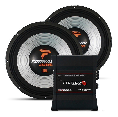 Imagem 1 de 4 de Kit Módulo Ex3000 Black + 2 Sub Jbl Selenium Tornado 15 Pol