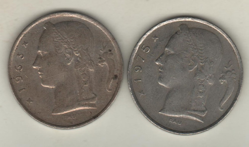 Bélgica 2 Monedas De 5 Francos Años 1963/75 Km 134 - Vf+