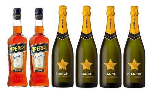 Champagne Bianchi Extra Brut 4 Bot + Aperol Aperitivo 2 Bot.