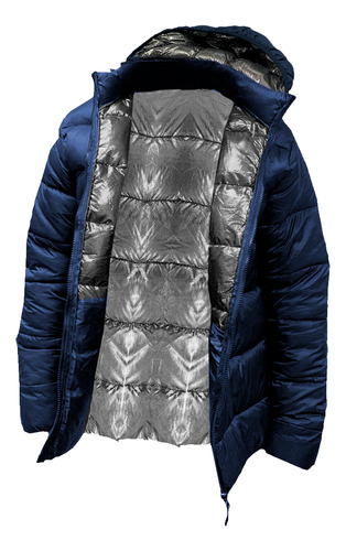 Campera Inflada Unisex Capucha Y Forro Aluminizado Omni Heat